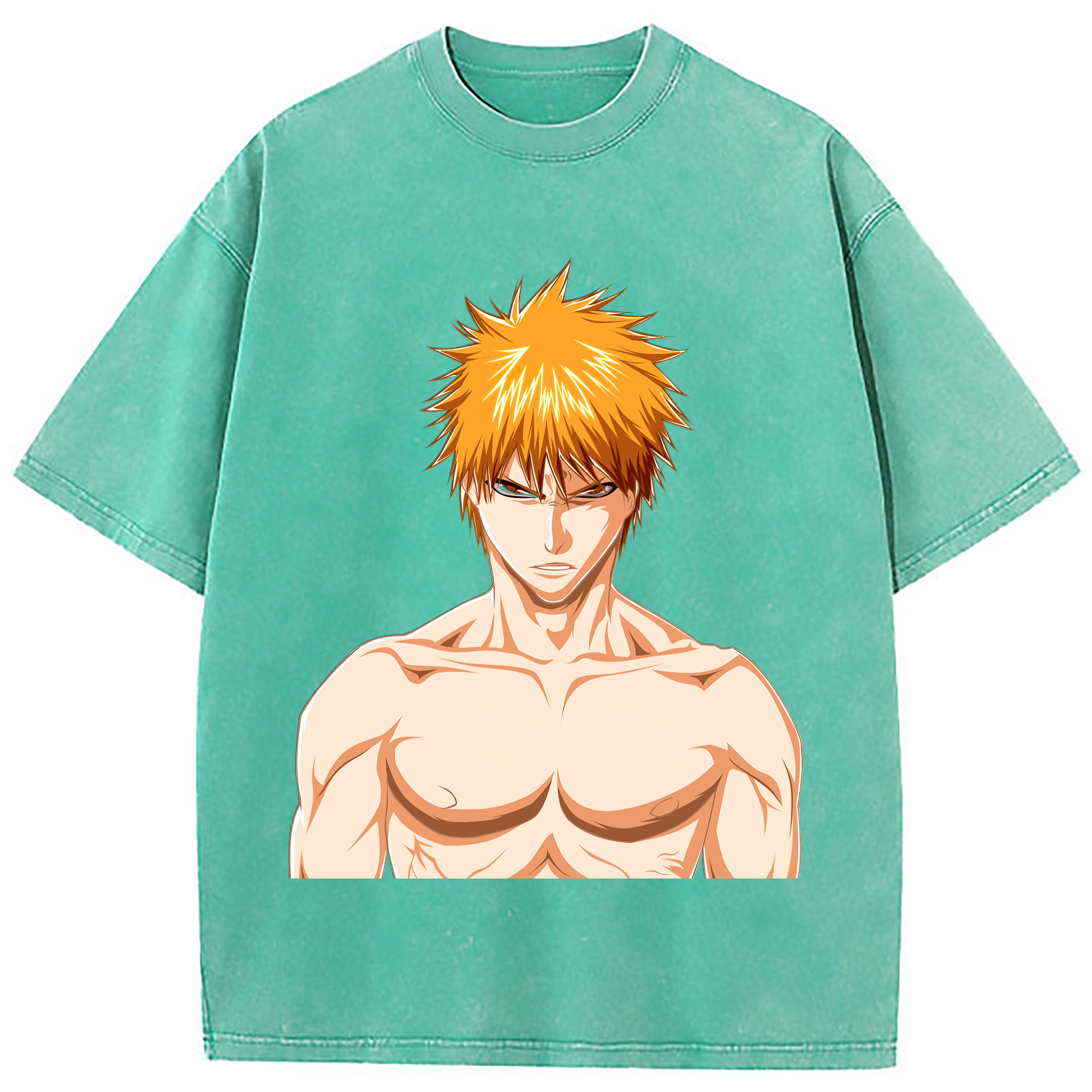 （画像用） ブリーチ 黒崎一護（くろさき いちご）BLEACH Kurosaki Ichigo 綿100% ヴィンテージ風 半袖Tシャツ（フロントプリント）